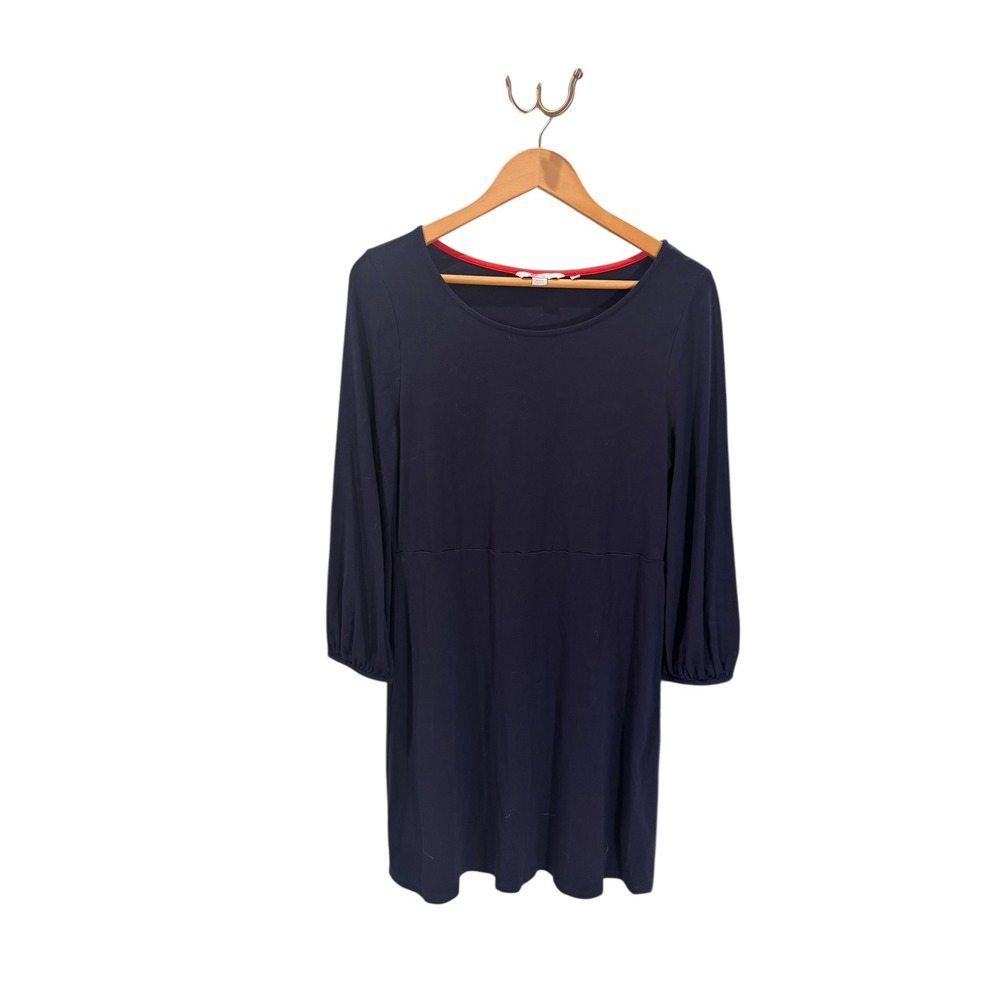 Boden Women's Size 10 Navy Blue 3/4‎ Sleeve Knit Stretch Dress Casual Everyday